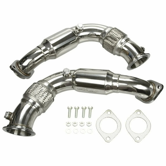 BMW N63 Catless Downpipes Tig Welded Gaskets Included for 2008-2014 BMW 550i 2010-2013 BMW 550i GT, xDrive 2012 BMW 650i, xDrive 2009-2012 BMW 750i, xDrive 2009-2012 BMW 750Li, xDrive  2011-2012 BMW